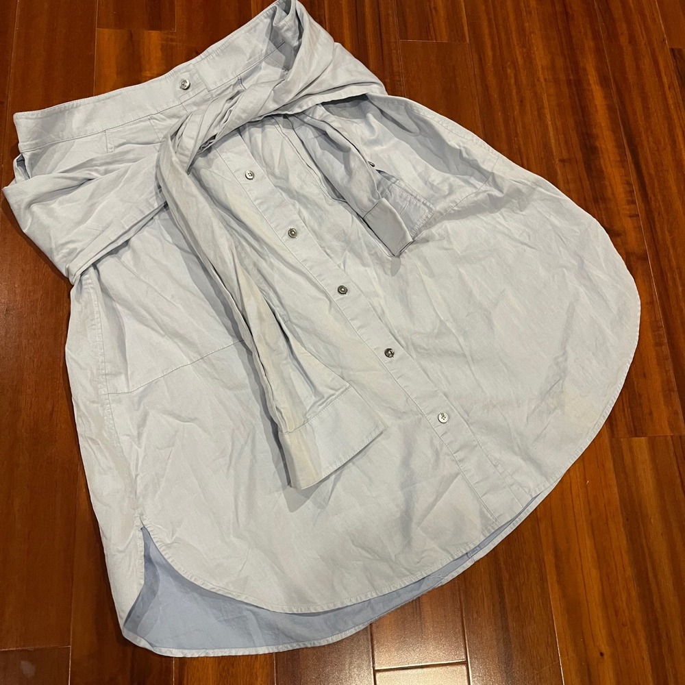 T Alexander Wang Skirt Light Blue Cotton Button Up Shirt Belt Casual Midi Size 6